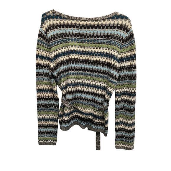Anne Klein Multicolor Striped Knit Sweater with Tie Waist Size M - Picture 7 of 8